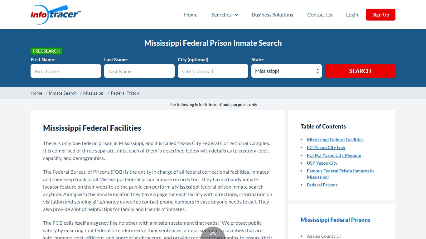 Mississippi Federal Prison Inmate Search - Search Over 5 ...